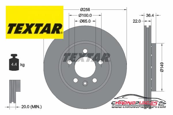 Achat de TEXTAR 92098603 Disque de frein pas chères