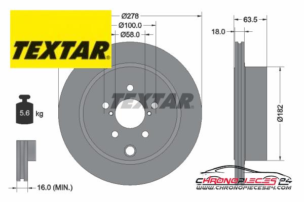 Achat de TEXTAR 92278503 Disque de frein pas chères