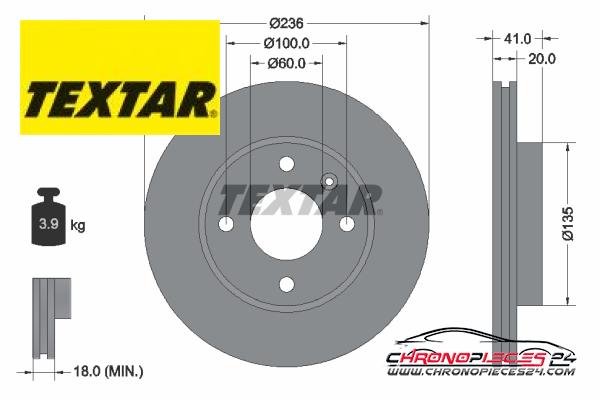 Achat de TEXTAR 92278703 Disque de frein pas chères