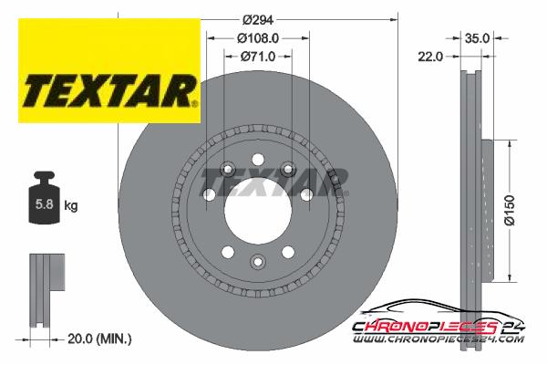 Achat de TEXTAR 92287103 Disque de frein pas chères