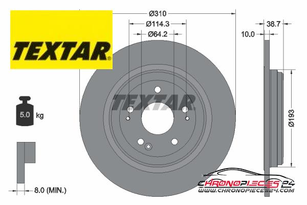 Achat de TEXTAR 92306103 Disque de frein pas chères