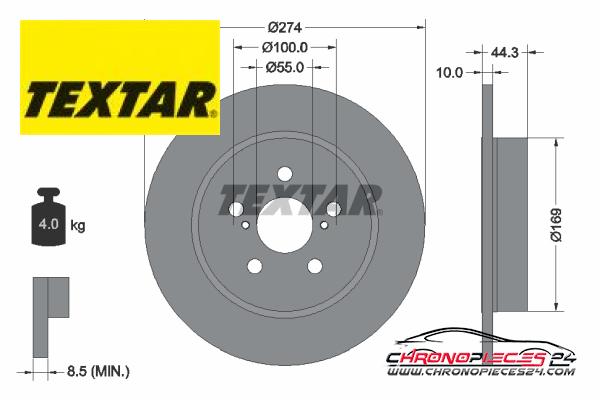 Achat de TEXTAR 92333703 Disque de frein PRO pas chères