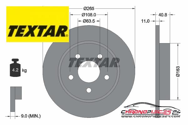 Achat de TEXTAR 92133703 Disque de frein pas chères