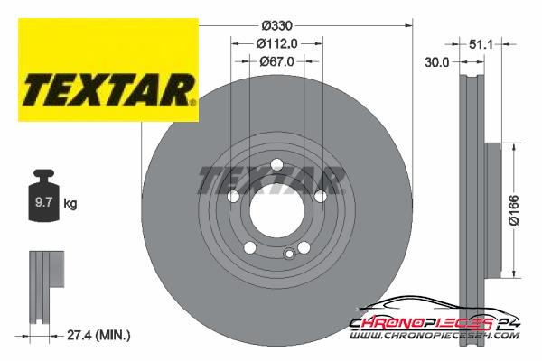 Achat de TEXTAR 92323305 Disque de frein PRO+ pas chères