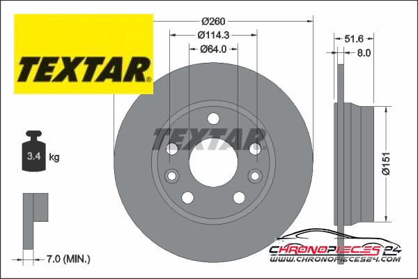 Achat de TEXTAR 92337703 Disque de frein  pas chères