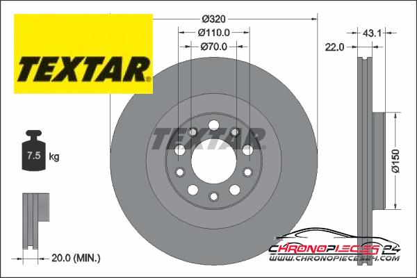 Achat de TEXTAR 92337803 Disque de frein PRO pas chères