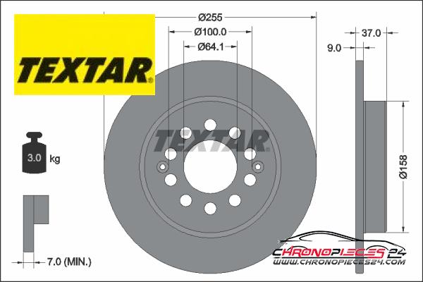 Achat de TEXTAR 92342703 Disque de frein PRO pas chères