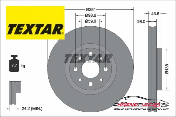 Achat de TEXTAR 92344703 Disque de frein PRO pas chères