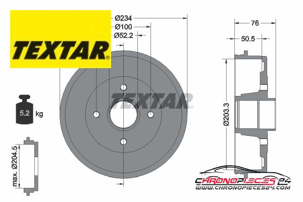 Achat de TEXTAR 94019700 Tambour de frein pas chères