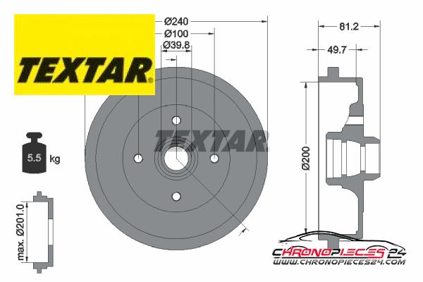 Achat de TEXTAR 94006700 Tambour de frein pas chères