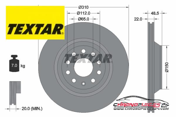 Achat de TEXTAR 92140703 Disque de frein pas chères