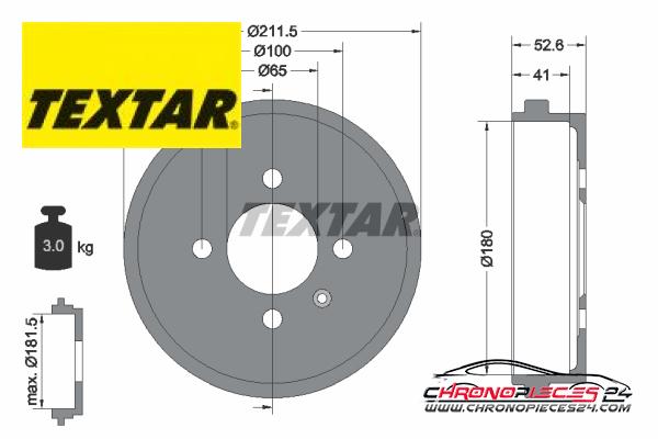 Achat de TEXTAR 94022700 Tambour de frein pas chères