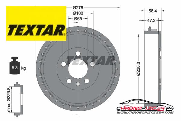 Achat de TEXTAR 94046300 Tambour de frein  pas chères