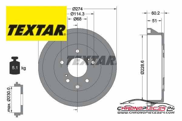 Achat de TEXTAR 94047800 Tambour de frein  pas chères