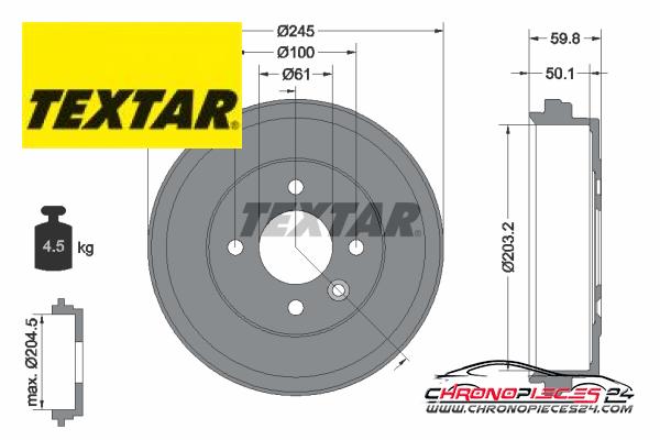 Achat de TEXTAR 94047900 Tambour de frein  pas chères