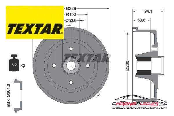 Achat de TEXTAR 94041100 Tambour de frein pas chères