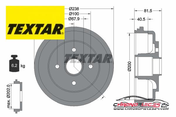 Achat de TEXTAR 94043100 Tambour de frein pas chères