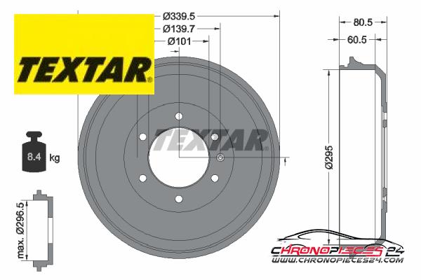 Achat de TEXTAR 94043300 Tambour de frein pas chères