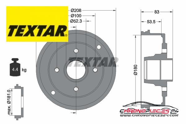 Achat de TEXTAR 94023600 Tambour de frein pas chères