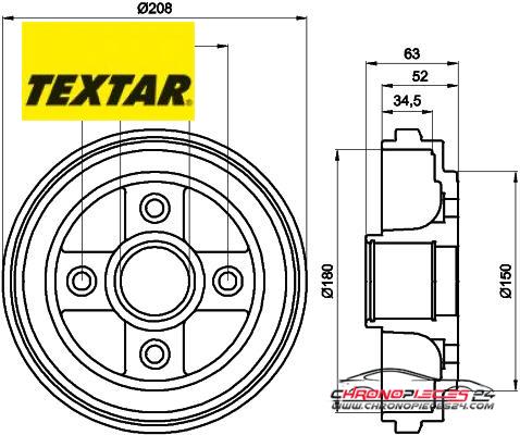 Achat de TEXTAR 94023900 Tambour de frein pas chères