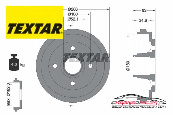 Achat de TEXTAR 94023900 Tambour de frein pas chères