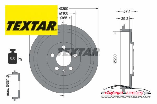 Achat de TEXTAR 94024300 Tambour de frein pas chères