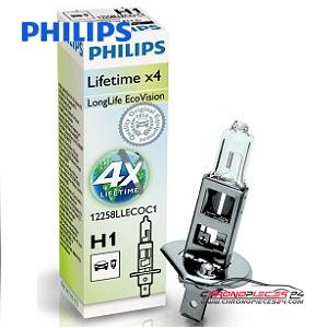 Achat de PHILIPS 12258LLECOC1 Lampe halogène 12V H1 LongLife EcoVision 1p. boîte pas chères