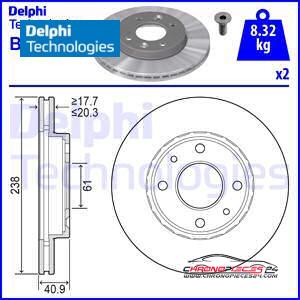 Achat de DELPHI BG2282 Disque de frein pas chères