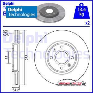 Achat de DELPHI BG3622 Disque de frein pas chères