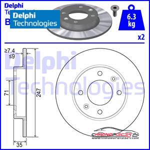 Achat de DELPHI BG3653 Disque de frein pas chères