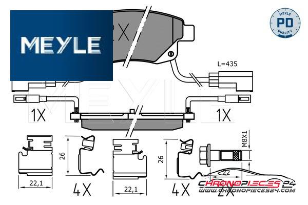 Achat de MEYLE 025 244 8617/PD Kit de plaquettes de frein, frein à disque pas chères