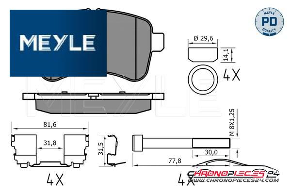 Achat de MEYLE 025 292 3221/PD Kit de plaquettes de frein, frein à disque pas chères