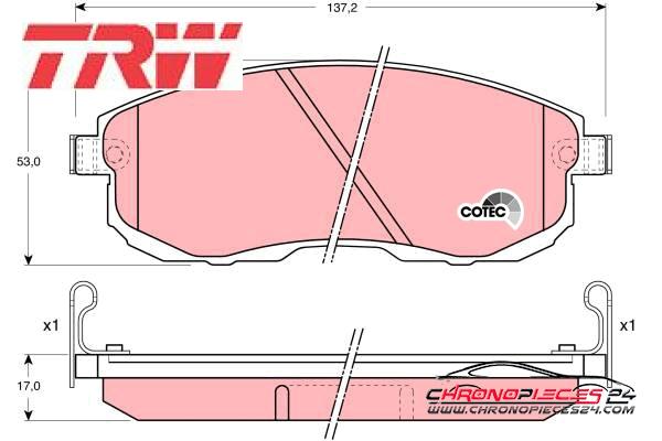 Achat de TRW GDB1003 Kit de plaquettes de frein, frein à disque pas chères