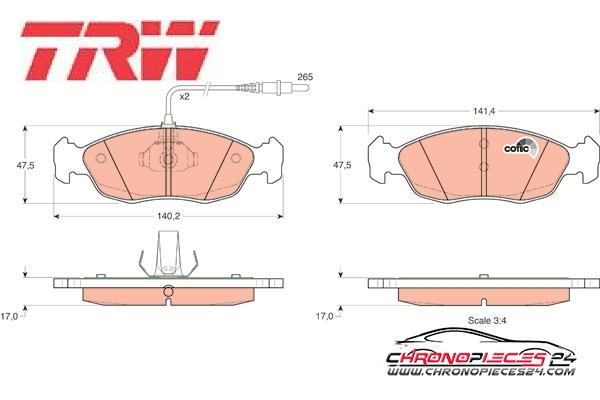 Achat de TRW GDB1104 Kit de plaquettes de frein, frein à disque pas chères