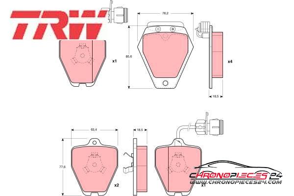 Achat de TRW GDB1162 Kit de plaquettes de frein, frein à disque pas chères