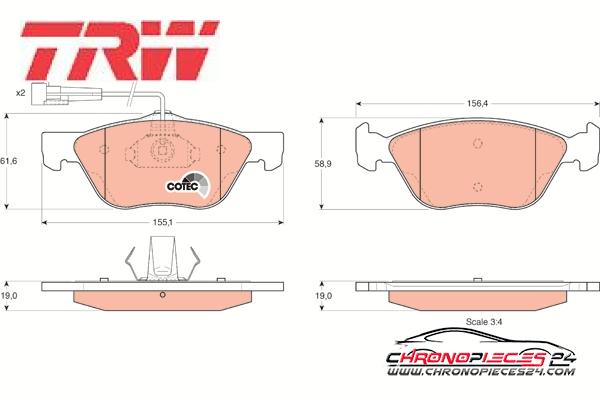 Achat de TRW GDB1212 Kit de plaquettes de frein, frein à disque pas chères