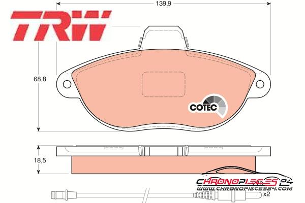 Achat de TRW GDB1216 Kit de plaquettes de frein, frein à disque pas chères