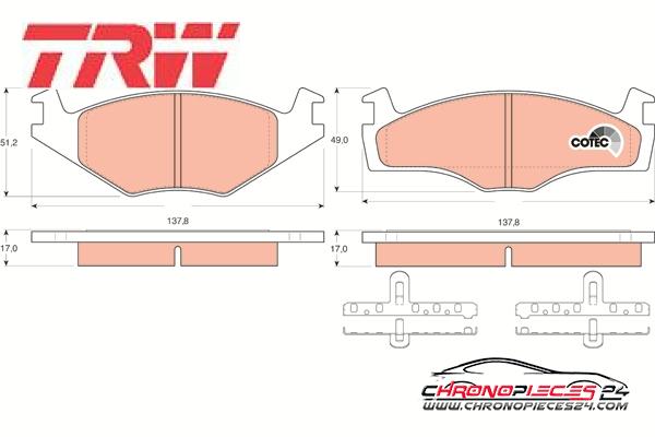 Achat de TRW GDB1219 Kit de plaquettes de frein, frein à disque pas chères