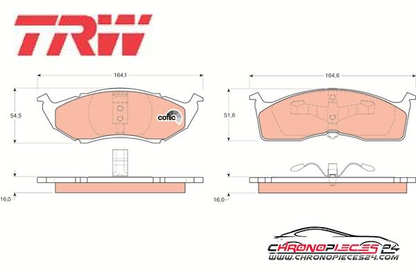 Achat de TRW GDB1236 Kit de plaquettes de frein, frein à disque pas chères