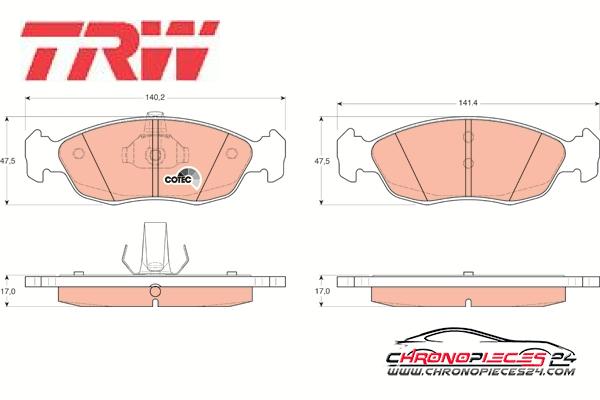 Achat de TRW GDB1322 Kit de plaquettes de frein, frein à disque pas chères