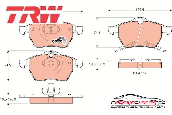 Achat de TRW GDB1342 Kit de plaquettes de frein, frein à disque pas chères