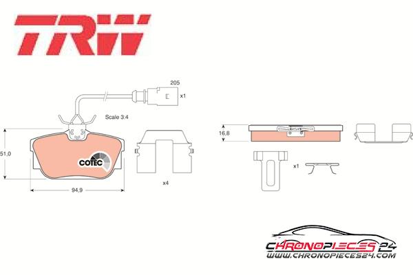 Achat de TRW GDB1369 Kit de plaquettes de frein, frein à disque pas chères