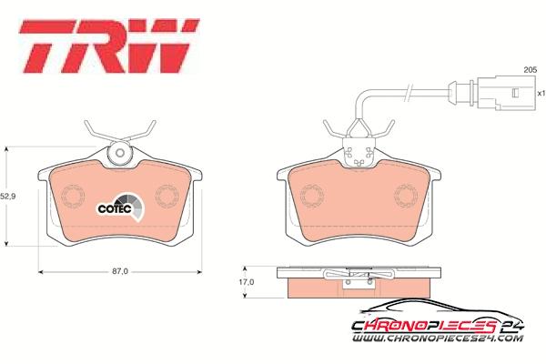 Achat de TRW GDB1415 Kit de plaquettes de frein, frein à disque pas chères