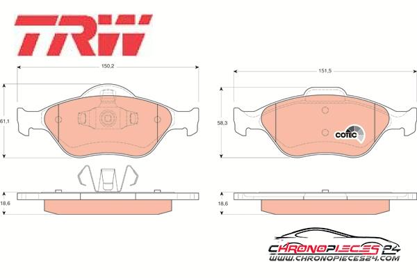 Achat de TRW GDB1419 Kit de plaquettes de frein, frein à disque pas chères