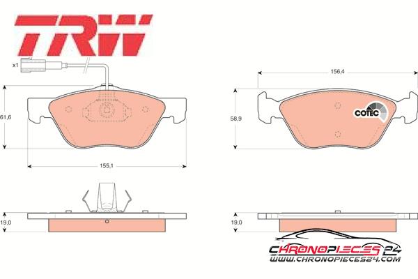 Achat de TRW GDB1445 Kit de plaquettes de frein, frein à disque pas chères