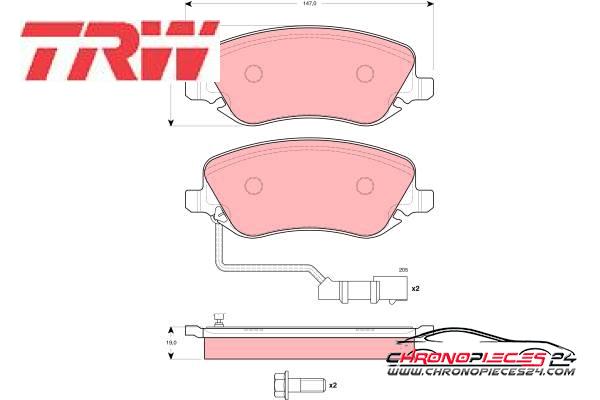 Achat de TRW GDB1489 Kit de plaquettes de frein, frein à disque pas chères