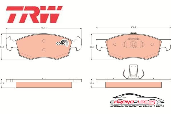 Achat de TRW GDB1588 Kit de plaquettes de frein, frein à disque pas chères