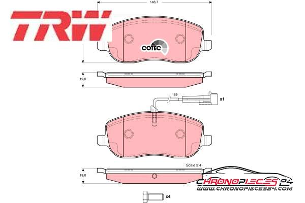 Achat de TRW GDB1636 Kit de plaquettes de frein, frein à disque pas chères