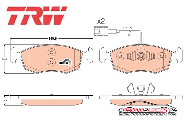 Achat de TRW GDB1900 Kit de plaquettes de frein, frein à disque pas chères