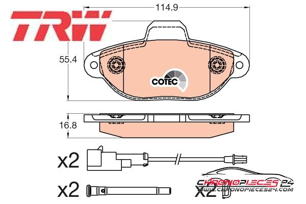 Achat de TRW GDB2041 Kit de plaquettes de frein, frein à disque pas chères